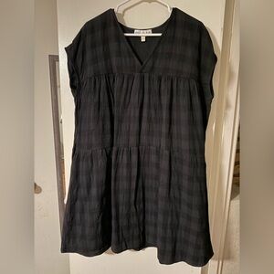 Chic Black Plaid Mini Dress